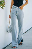 Split Mid Waist Style Denim Slacks_Cwjp0179