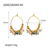 FASHION STAINLESS STEEL COLORED STONE EARRINGS_CWMM2355