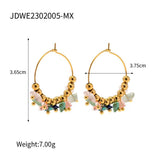 FASHION STAINLESS STEEL COLORED STONE EARRINGS_CWMM2355