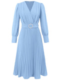 V-Neck Fashion,Slimming Elegant Pleated Dress
