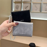 Velvet Pearl Letter Trifold Mini Wallet_Cwab06211