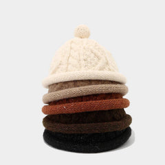 Winter Knit Beanie Cap Women Men Braided Dome Hat_Cwah04771