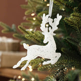 PLASTIC WHITE GLITTER DEER XMAS TREE HANGING DECOR_CWMM9783