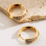 BUTTERFLY FLOWER CZ HOOP EARRINGS GOLD PLATED CHIC_CWMM8520