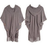 Women Poncho Sweater Cozy Cape With Hood