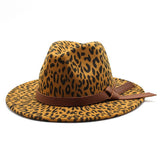 LEOPARD PRINT JAZZ HAT WOOLEN HAT WIDE BRIM HAT_CWAH2544