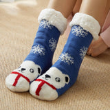 BLUE SCARF BEAR MID TUBE PLUSH INDOOR SLIPPERS_CWMS0736
