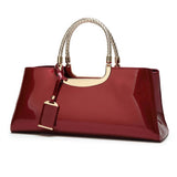 FASHIONABLE EVENING GLOSSY PATENT LEATHER TOTE_CWAB2635
