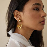 STAINLESS STEEL THREE PETAL FLOWER EARRINGS_CWASC1680