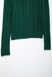 V-Neck Contrast Color Knitted Twist Sweater