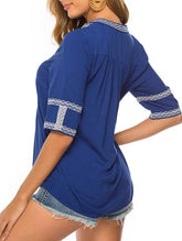 COTTON PLUS-SIZE V-NECK EMBROIDERED TOP_CWTBLS0659