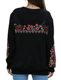 COTTON PLUS-SIZE V-NECK ETHNIC EMBROIDERED HOODIE_CWTBLL0826