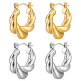 18K GOLD ROUND CHUNKY TWISTED HOOP EARRINGS_CWAJE0562