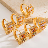 COLORFUL CZ HOLLOW HOOP EARRINGS GOLD PLATED BRASS_CWMM8513