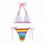 Wave Print Bikini Two-Piece Swimsuit Women