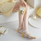 SUMMER GLASS SILK CARTOON FLOWER BOAT SOCKS_CWMS0531