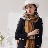 PLAID FAUX CASHMERE SCARF SWEET MID LENGTH WRAP_CWASC0190