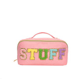 NYLON HAND HELD FLOCKING LETTER COSMETIC BAG_CWAB4383