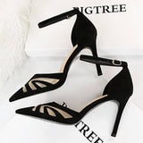 POINTED TOE MESH HOLLOW HIGH HEELS_CWSHH0096