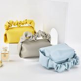 SIMPLE LEATHER PLEATED CLOUD MAKEUP BAG_CWAB1425