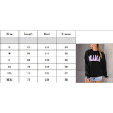 Womens Letter Pattern Pullover Round Neck Hoodie