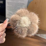 AUTUMN WINTER PLUSH HAIR CLAW FLORAL DUCKBILL CLIP_CWAHA3306