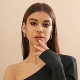 METAL WIND CIRCULAR RING THICK CHAIN EARRINGS_CWAJE1153