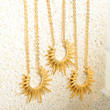 SUNFLOWER TITANIUM STEEL NECKLACE JEWELRY_CWAJE1083