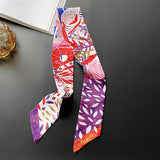 Narrow Decorative Silk Scarf With Tieable Bow_Cwasc0741