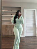 Tight Long-Sleeved Bell Bottoms Two-Piece Set