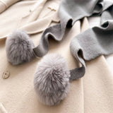 Cozy Knit Pom Pom Scarf Warm Winter Wrap_Cwasc03459