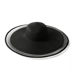 ELEGANT ORGANZA LARGE BRIM STRAW HAT_CWAH3430