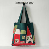 CARTOON CASTLE LARGE CAPACITY KNITTED TOTE BAG_CWAB1513