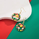 Xmas Tree Santa Wreath Asym Drop Earrings_Cwaje05890