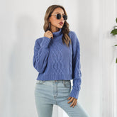 Twist Turtleneck Short Long-Sleeved Sweater
