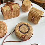 RATTAN WOVEN SMALL SQUAREBAG SHOULDER CROSSBODY BAG_CWMM4544