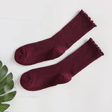 SOLID COLOR RUFFLED LONG SOCKS_CWMS0977