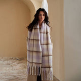 DESIGNER SOFT PLAID FAUX CASHMERE SCARF FOR WINTER_CWASC2326