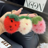 SMALL STRAWBERRY PLUSH BALL CAR KEYCHAIN PENDANT_CWMM2478