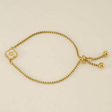 Cwaje1959_Adjustable Four Leaf Clover Letter Shell Bracelet
