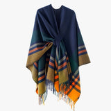 NEW KNITTED TASSEL DOUBLE SIDED PLAID SHAWL_CWMM2085