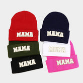 MAMA KNITTED HAT WITH EMBROIDERED LETTERS ON TOWEL_CWAH2080