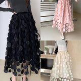 THREE DIMENSIONAL FLORAL TULLE MESH SKIRT_CWBLS0395