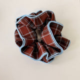 Plaid Scrunchie British Lazy Style Hair Tie_Cwaha07942