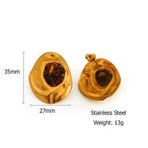 NATURAL STONE STAINLESS STEEL IRREGULAR EARRINGS_CWMM8894