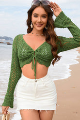 V Neck Strappy Waistless Kintted Cover Ups_Cwtstl1076