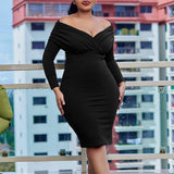 V-Neck Solid Color Hip Sexy Fashion Dress_Cwdsd6161