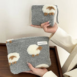 Wool Plush Makeup Bag Large Handheld Travel Pouch_Cuab00764