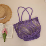 SIMPLE MESH ONE SHOULDER BEACH STRAW BAG_CWAB1884