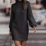 Turtleneck Sweater Women Long-Sleeved Knit Dress